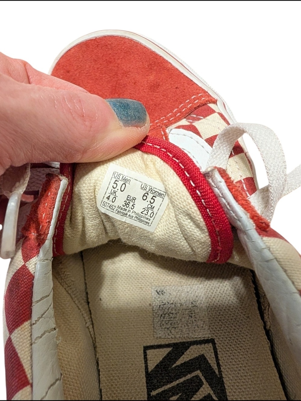 Vans Checkerboard Low-Top Sneakers - Red & Cream - Picture 9 of 11